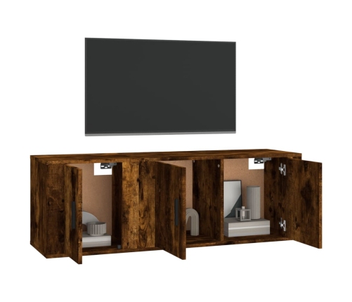 Set de muebles de TV 2 pzas madera contrachapada roble ahumado