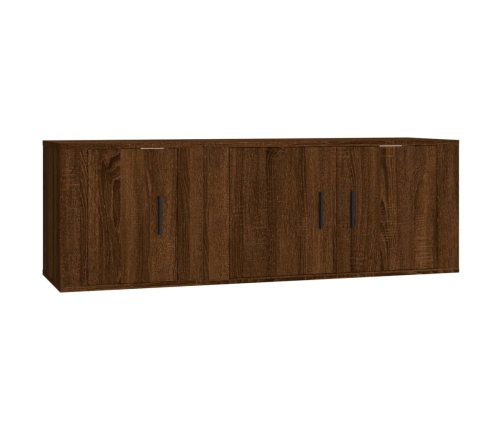 Set de muebles para TV 2 pzas madera contrachapada roble marrón