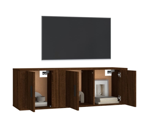 Set de muebles para TV 2 pzas madera contrachapada roble marrón