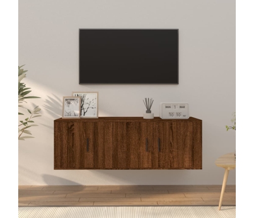 Set de muebles para TV 2 pzas madera contrachapada roble marrón