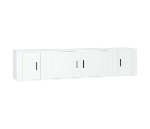 Set de muebles de TV 3 piezas madera contrachapada blanco