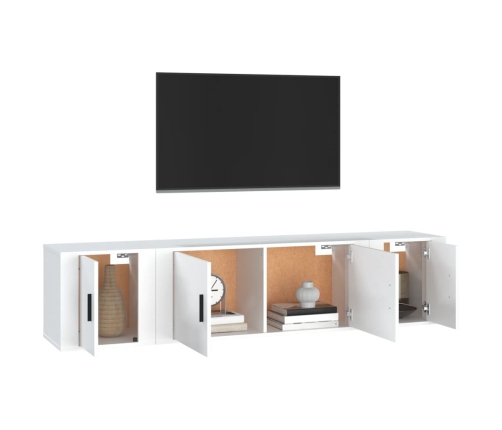 Set de muebles de TV 3 piezas madera contrachapada blanco