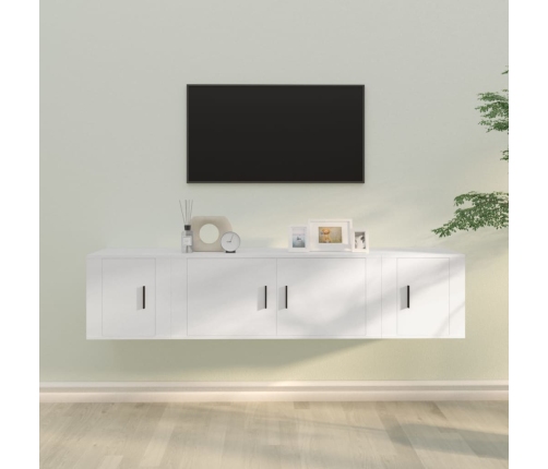 Set de muebles de TV 3 piezas madera contrachapada blanco