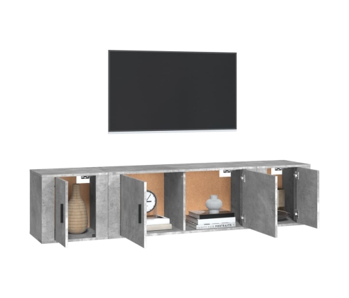 Set de muebles de TV 3 pzas madera contrachapada gris hormigón