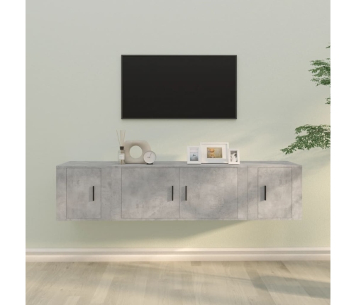 Set de muebles de TV 3 pzas madera contrachapada gris hormigón