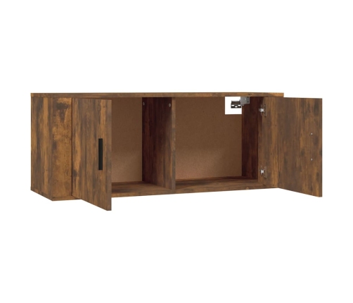 Set de muebles de TV 3 pzas madera contrachapada roble ahumado