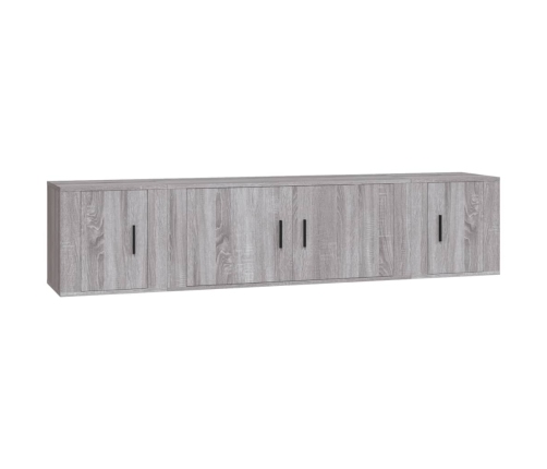 Set de muebles para TV 3 pzas madera contrachapada gris Sonoma