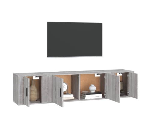 Set de muebles para TV 3 pzas madera contrachapada gris Sonoma