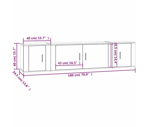 Set de muebles para TV 3 pzas madera contrachapada gris Sonoma