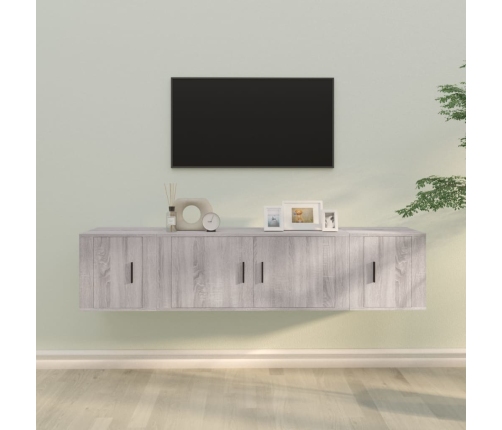 Set de muebles para TV 3 pzas madera contrachapada gris Sonoma