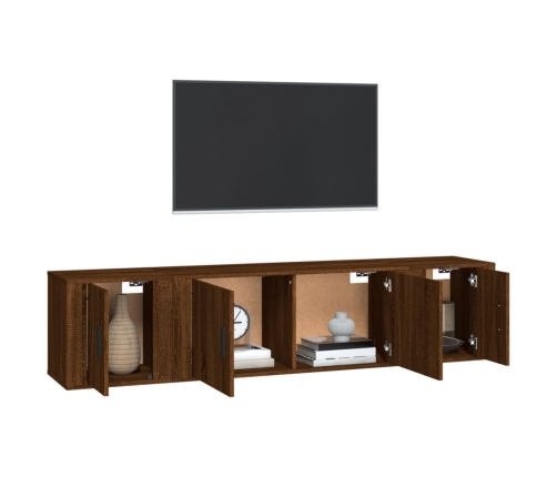 Set de muebles para TV 3 pzas madera contrachapada roble marrón