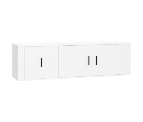 Set de muebles de TV 2 piezas madera contrachapada blanco