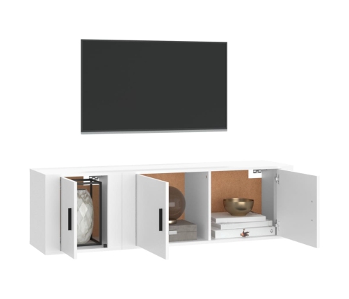 Set de muebles de TV 2 piezas madera contrachapada blanco