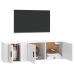 Set de muebles de TV 2 piezas madera contrachapada blanco