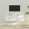 Set de muebles de TV 2 piezas madera contrachapada blanco