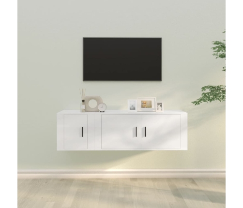 Set de muebles de TV 2 piezas madera contrachapada blanco