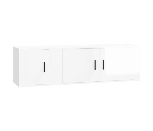 Set de muebles de TV 2 pzas madera contrachapada blanco brillo