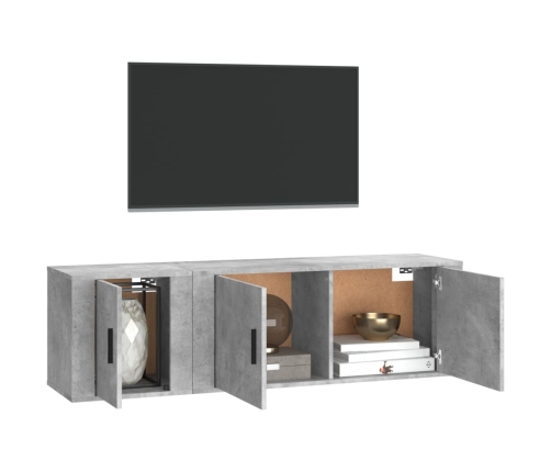 Set de muebles de TV 2 pzas madera contrachapada gris hormigón