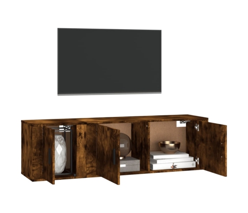 Set de muebles de TV 2 pzas madera contrachapada roble ahumado