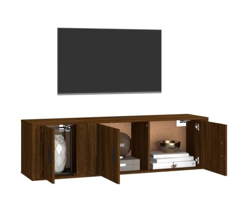 Set de muebles para TV 2 pzas madera contrachapada roble marrón