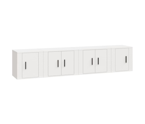 Set de muebles para TV 4 piezas madera contrachapada blanco