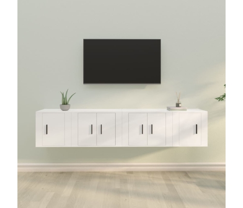 Set de muebles para TV 4 piezas madera contrachapada blanco