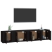 Set de muebles para TV 4 piezas madera contrachapada negro