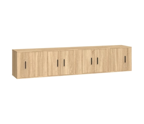 Set de muebles para TV 4 pzas madera contrachapada roble Sonoma