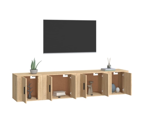 Set de muebles para TV 4 pzas madera contrachapada roble Sonoma