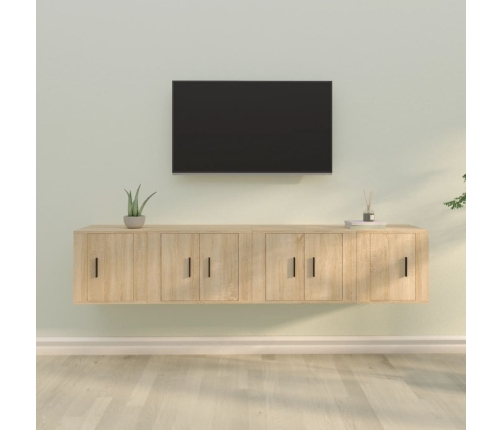 Set de muebles para TV 4 pzas madera contrachapada roble Sonoma