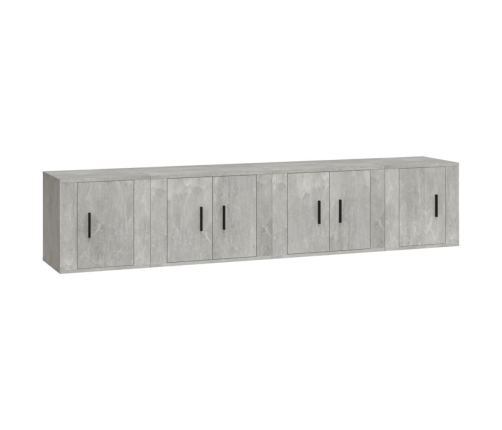 Set de muebles de TV 4 pzas madera contrachapada gris hormigón