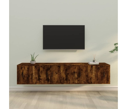 Set de muebles de TV 4 pzas madera contrachapada roble ahumado