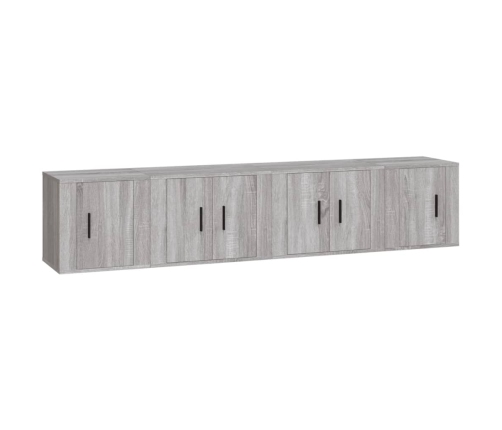 Set de muebles para TV 4 pzas madera contrachapada gris Sonoma