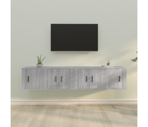 Set de muebles para TV 4 pzas madera contrachapada gris Sonoma