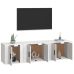 Set de muebles de TV 3 piezas madera contrachapada blanco