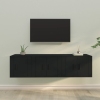 Set de muebles para TV 3 piezas madera contrachapada negro