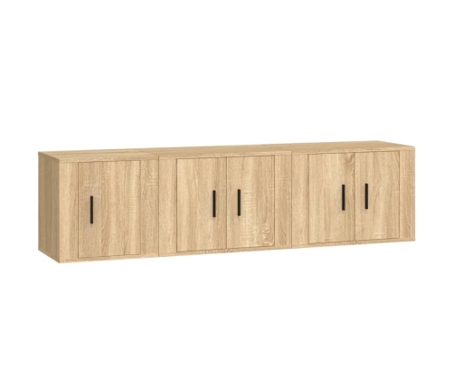 Set de muebles para TV 3 pzas madera contrachapada roble sonoma