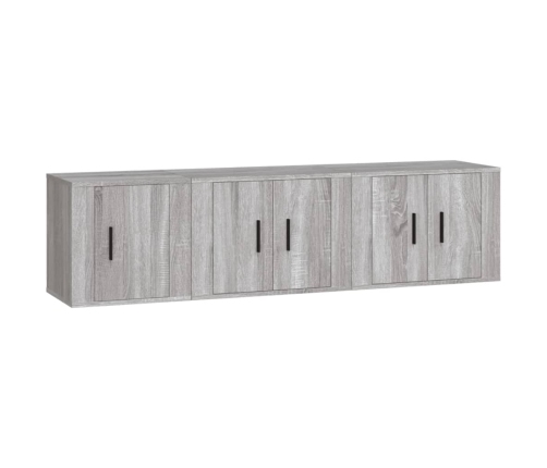 Set de muebles para TV 3 pzas madera contrachapada gris Sonoma