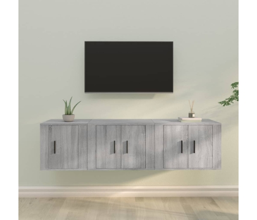 Set de muebles para TV 3 pzas madera contrachapada gris Sonoma