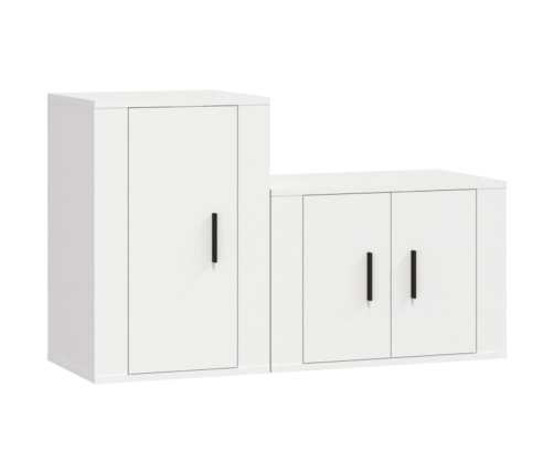 Set de muebles de TV 2 piezas madera contrachapada blanco