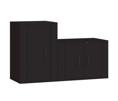 Set de muebles para TV 2 piezas madera contrachapada negro