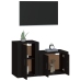 Set de muebles para TV 2 piezas madera contrachapada negro