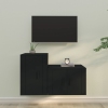 Set de muebles para TV 2 piezas madera contrachapada negro