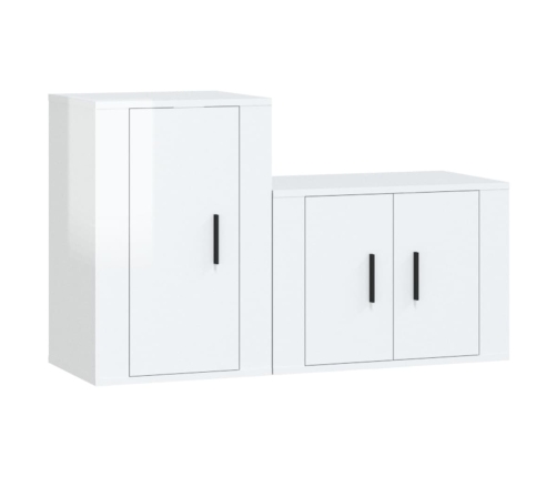 Set de muebles de TV 2 pzas madera contrachapada blanco brillo