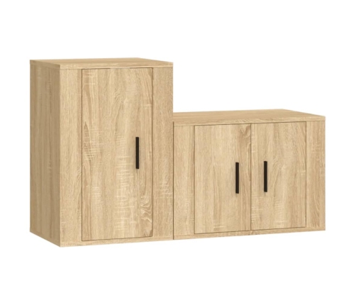 Set de muebles para TV 2 pzas madera contrachapada roble sonoma