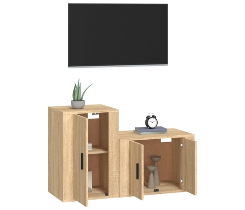 Set de muebles para TV 2 pzas madera contrachapada roble sonoma