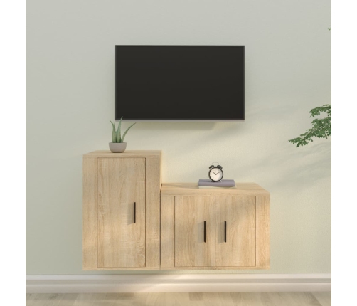 Set de muebles para TV 2 pzas madera contrachapada roble sonoma