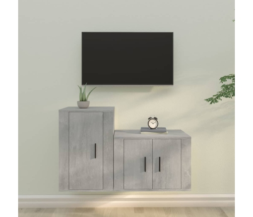 Set de muebles de TV 2 pzas madera contrachapada gris hormigón