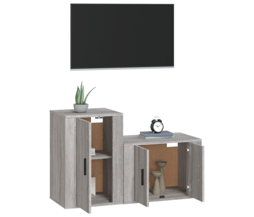 Set de muebles para TV 2 pzas madera contrachapada gris Sonoma