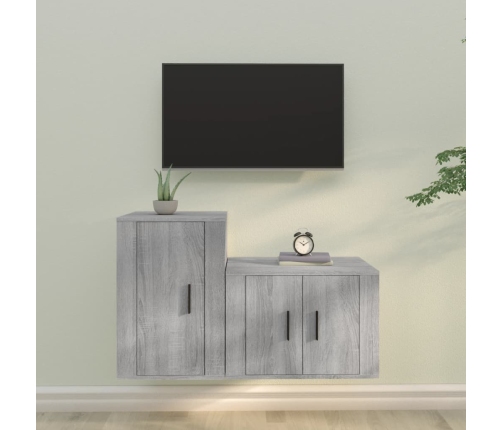 Set de muebles para TV 2 pzas madera contrachapada gris Sonoma